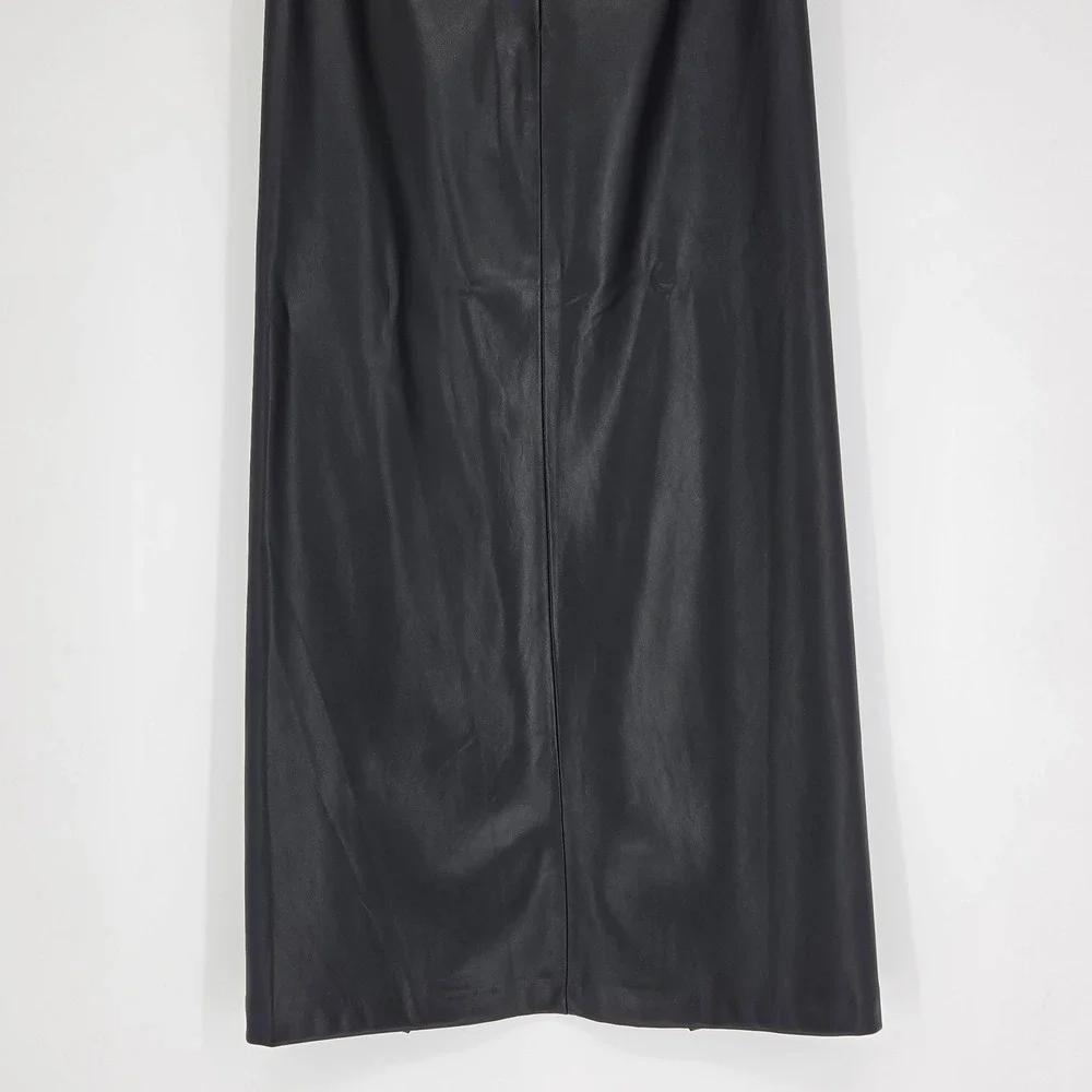 Mango Knotted Faux Leather Maxi Skirt Small Minimalist Winter Whimsigoth Black